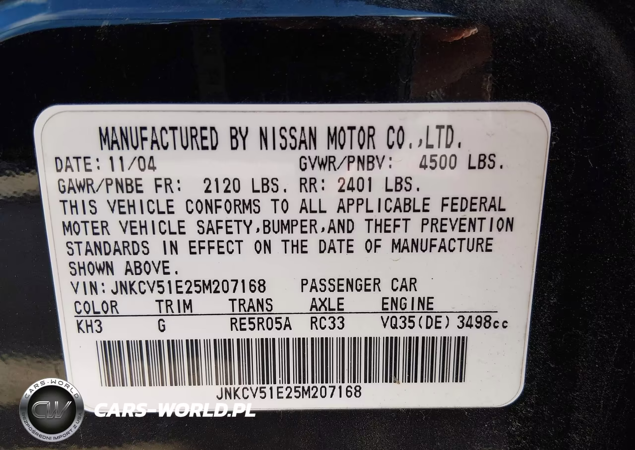 2005 Infiniti G35 VIN:JNKCV51E25M207168 - 9