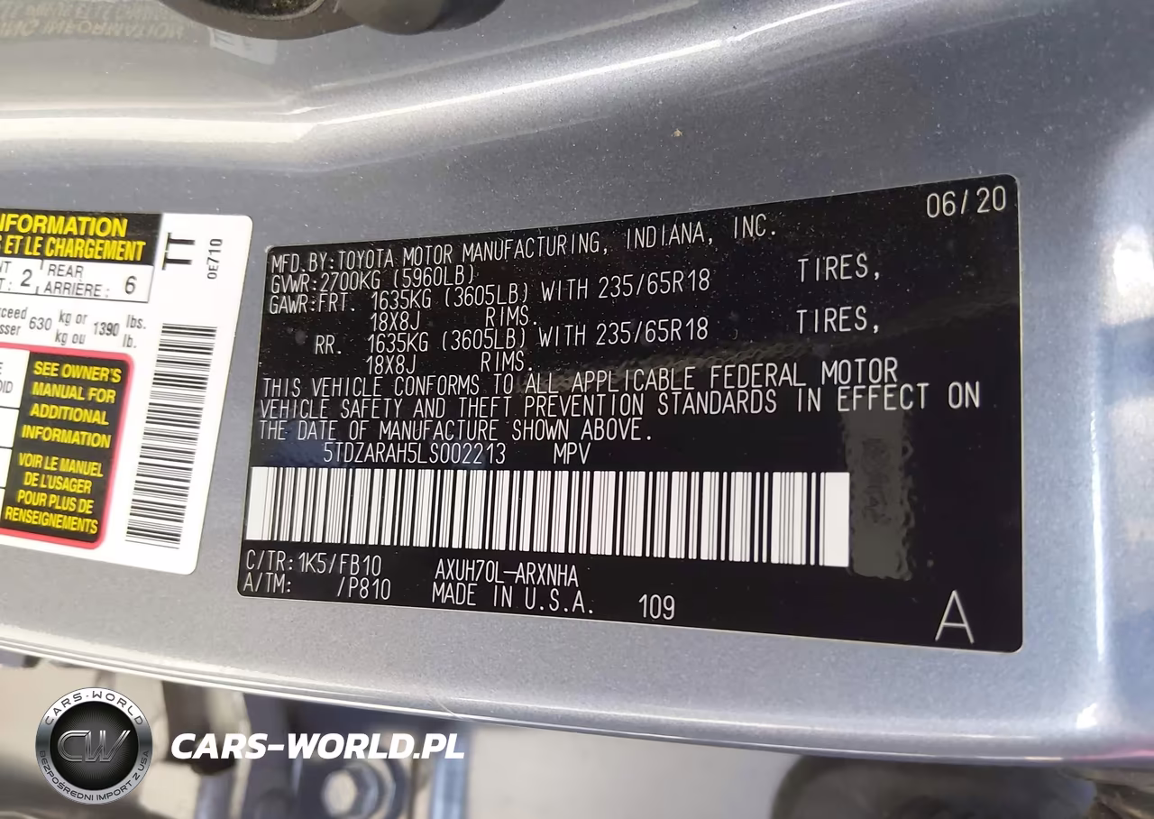 2020 Toyota Highlander Hybrid Le VIN:5TDZARAH5LS002213 - 9