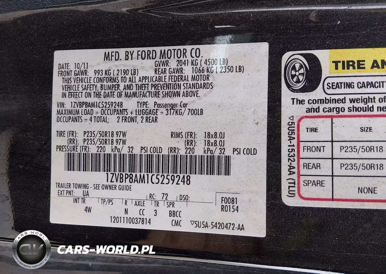2012 Ford Mustang V6 Premium VIN:1ZVBP8AM1C5259248 - 9