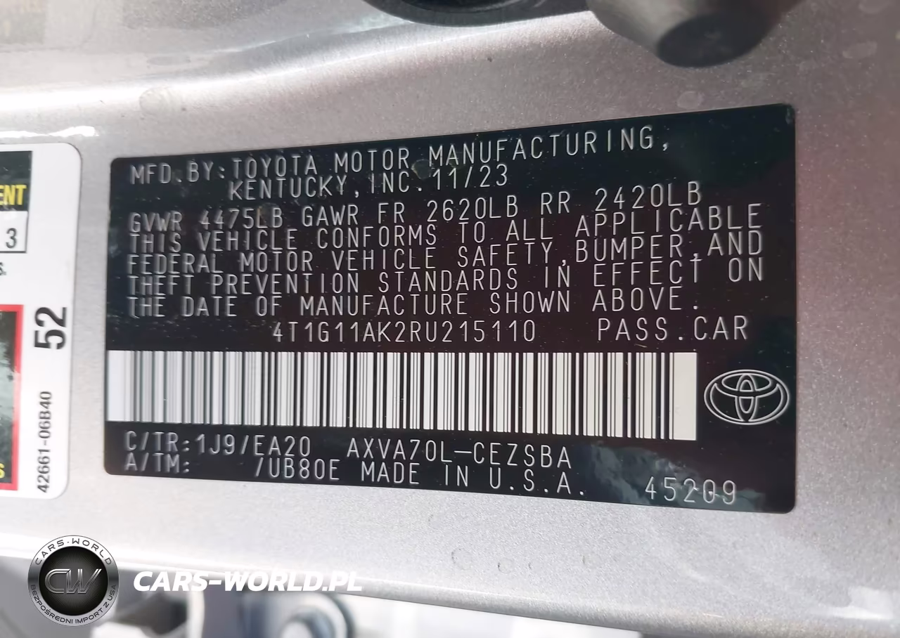 2024 Toyota Camry Se VIN:4T1G11AK2RU215110 - 9