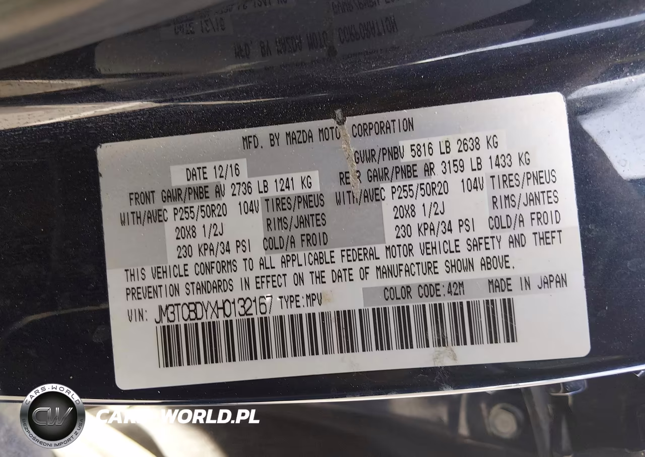 2017 Mazda Cx-9 Grand Touring VIN:JM3TCBDYXH0132167 - 9