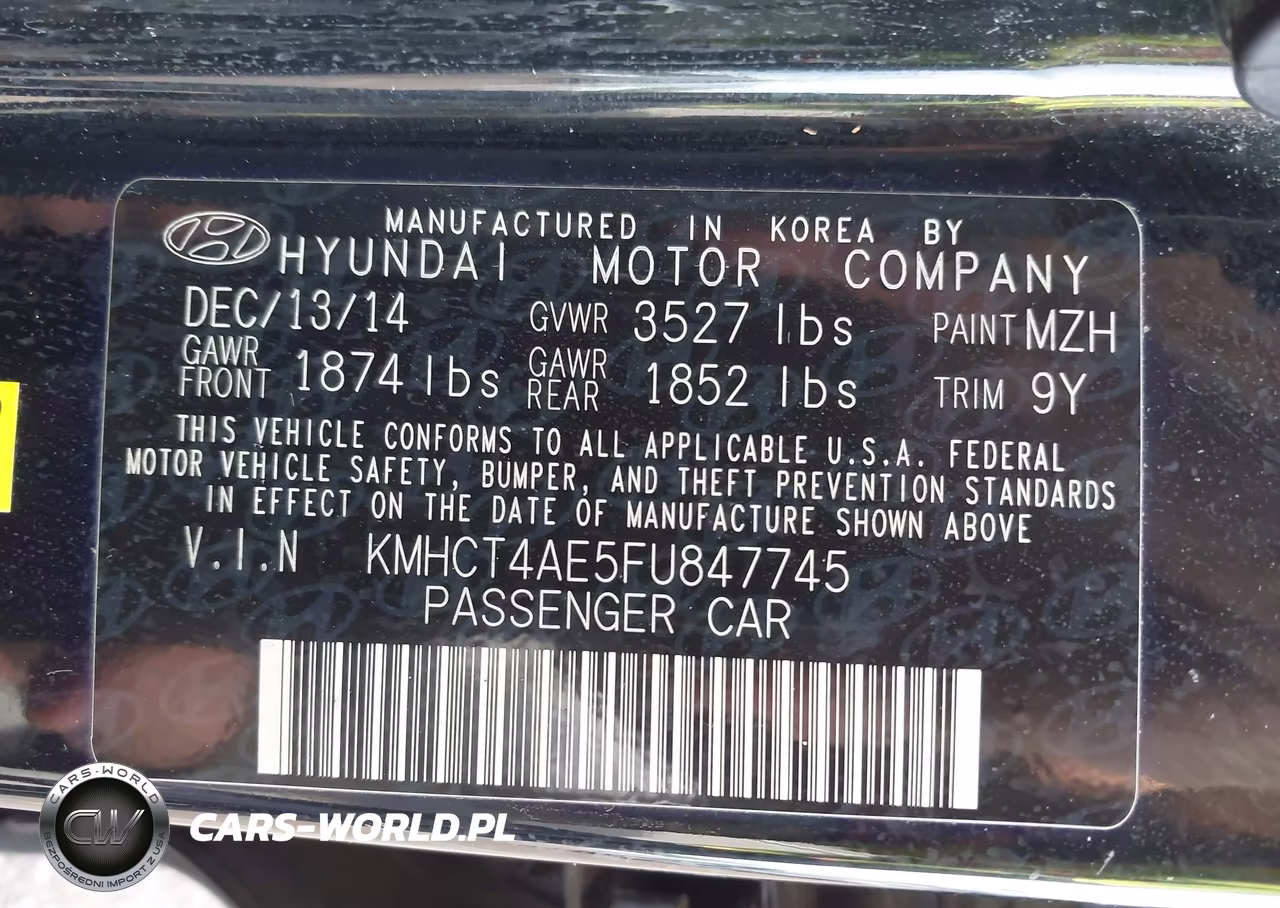2015 Hyundai Accent Gls VIN:KMHCT4AE5FU847745 - 9