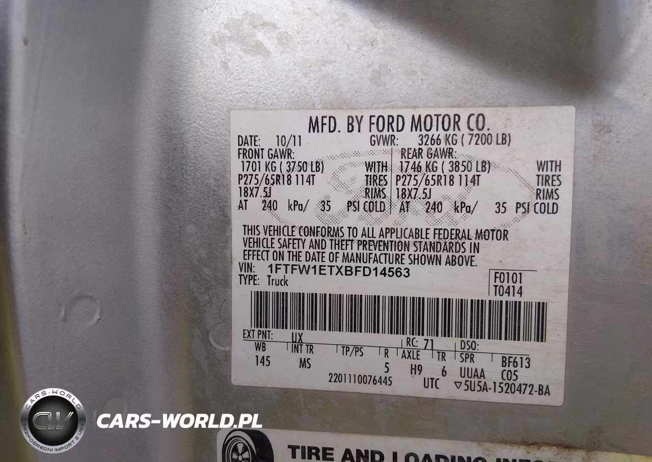 2011 Ford F-150 Xlt VIN:1FTFW1ETXBFD14563 - 9