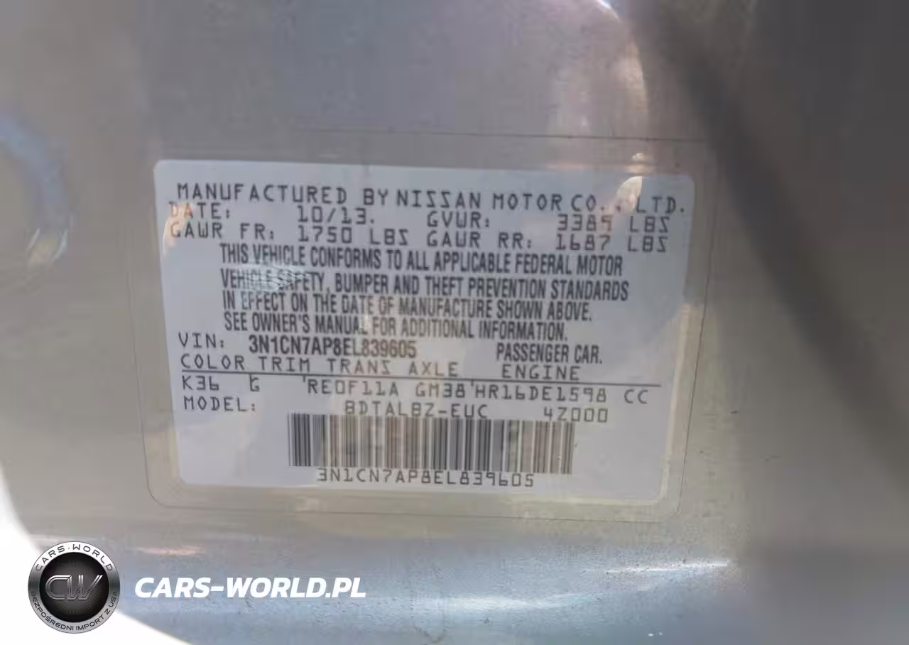 2014 Nissan Versa 1.6 Sv VIN:3N1CN7AP8EL839605 - 9