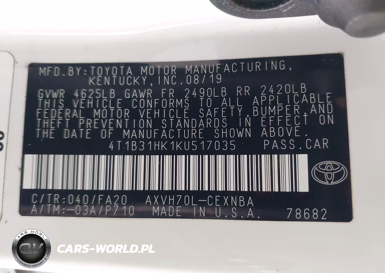 2019 Toyota Camry Hybrid Le VIN:4T1B31HK1KU517035 - 9