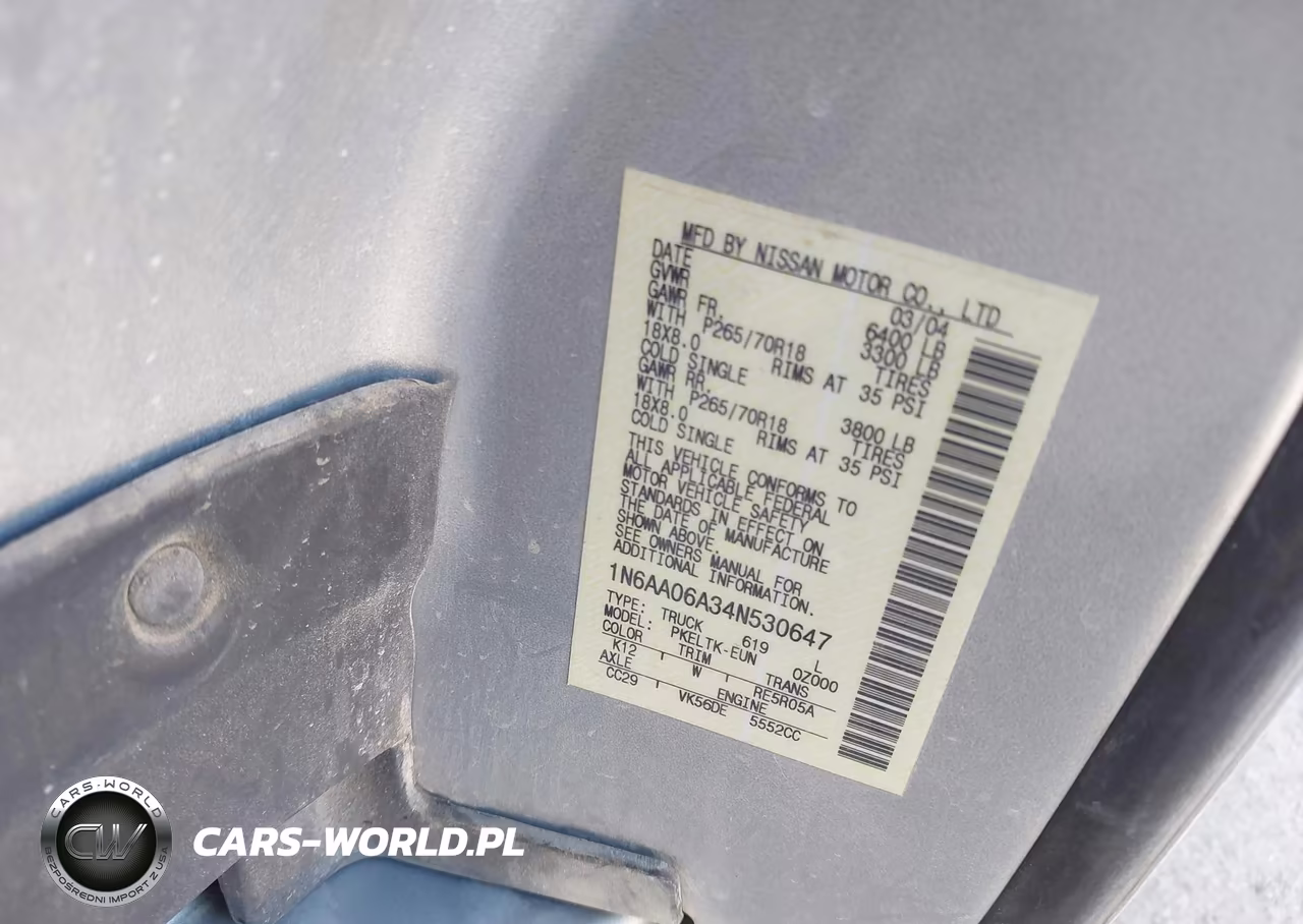 2004 Nissan Titan Se VIN:1N6AA06A34N530647 - 9