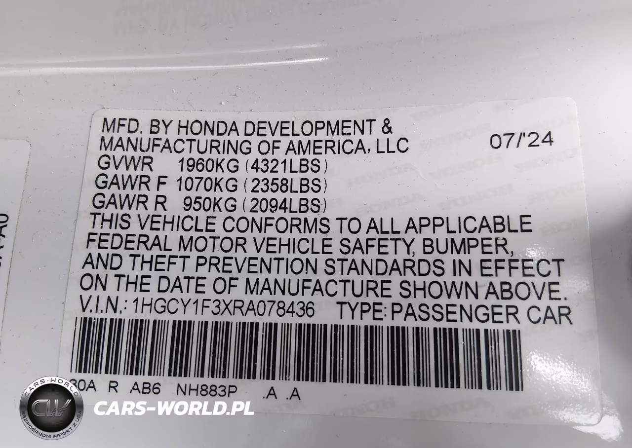 2024 Honda Accord Ex VIN:1HGCY1F3XRA078436 - 9