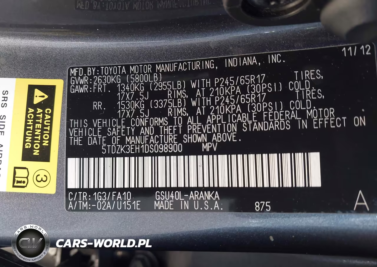 2013 Toyota Highlander Base Plus V6 VIN:5TDZK3EH1DS098900 - 9