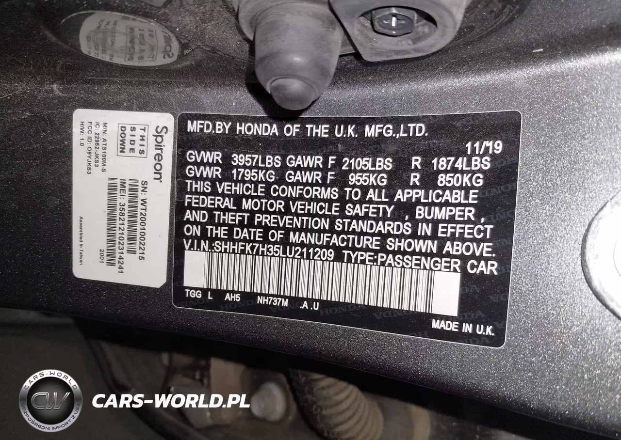 2020 Honda Civic Lx VIN:SHHFK7H35LU211209 - 9