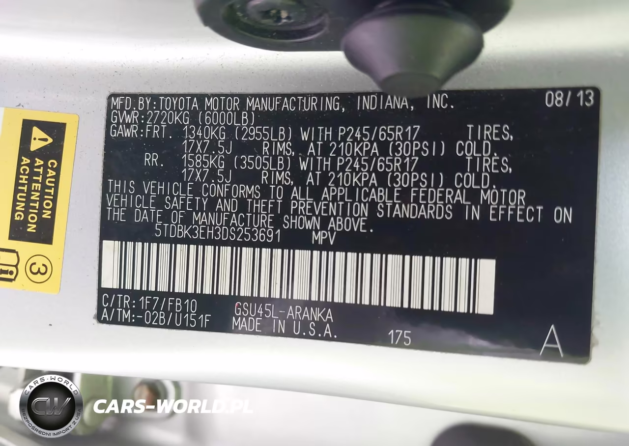 2013 Toyota Highlander Base V6 VIN:5TDBK3EH3DS253691 - 9