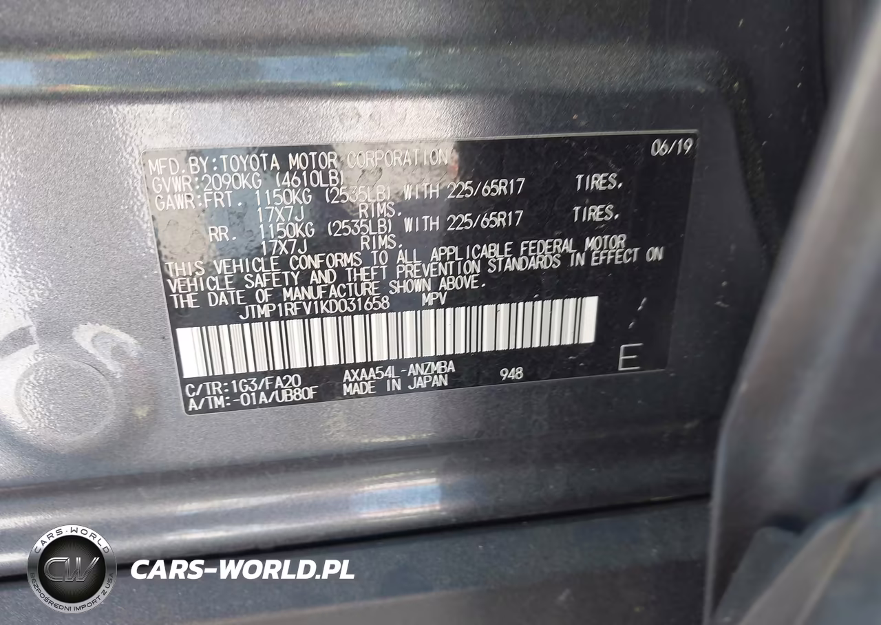 2019 Toyota Rav4 Xle VIN:JTMP1RFV1KD031658 - 9