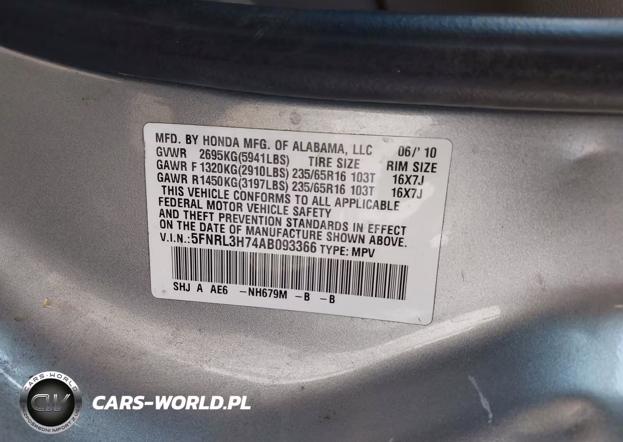 2010 Honda Odyssey Ex-L VIN:5FNRL3H74AB093366 - 9