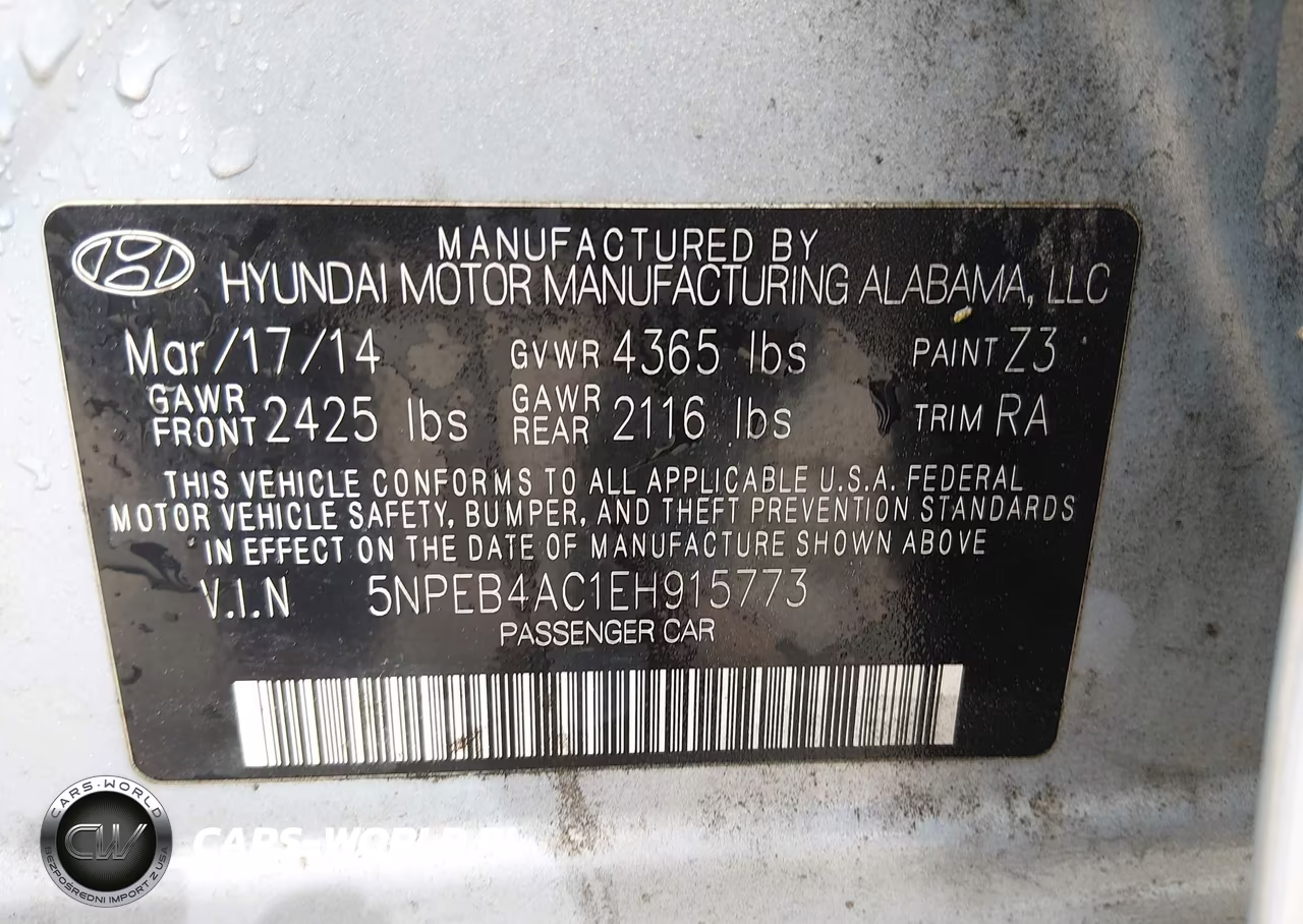 2014 Hyundai Sonata Gls VIN:5NPEB4AC1EH915773 - 9