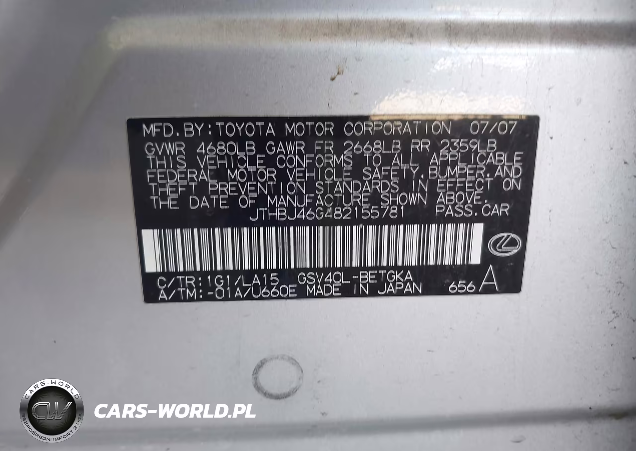 2008 Lexus Es 350 VIN:JTHBJ46G482155781 - 9