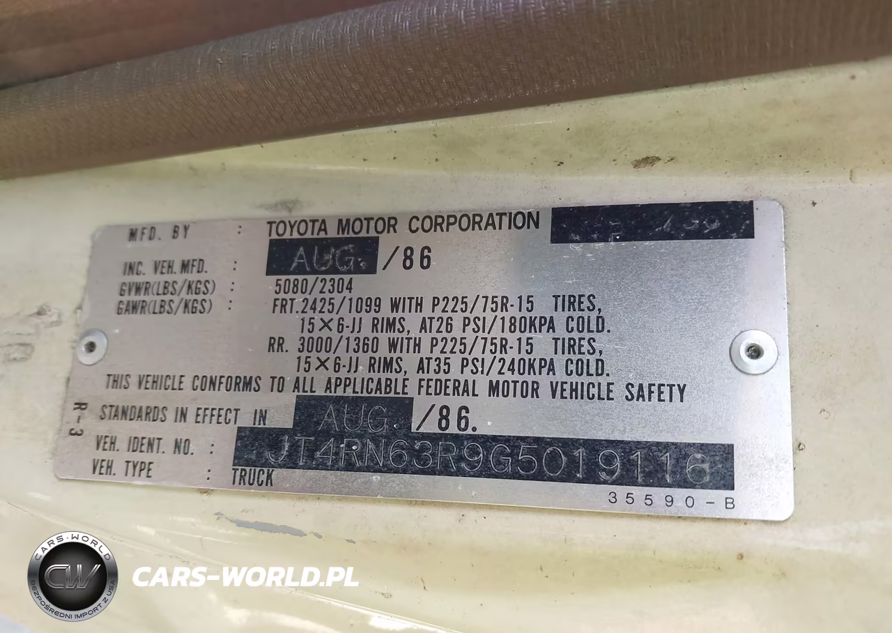 1986 Toyota Pickup Rn63 Std VIN:JT4RN63R9G5019116 - 9