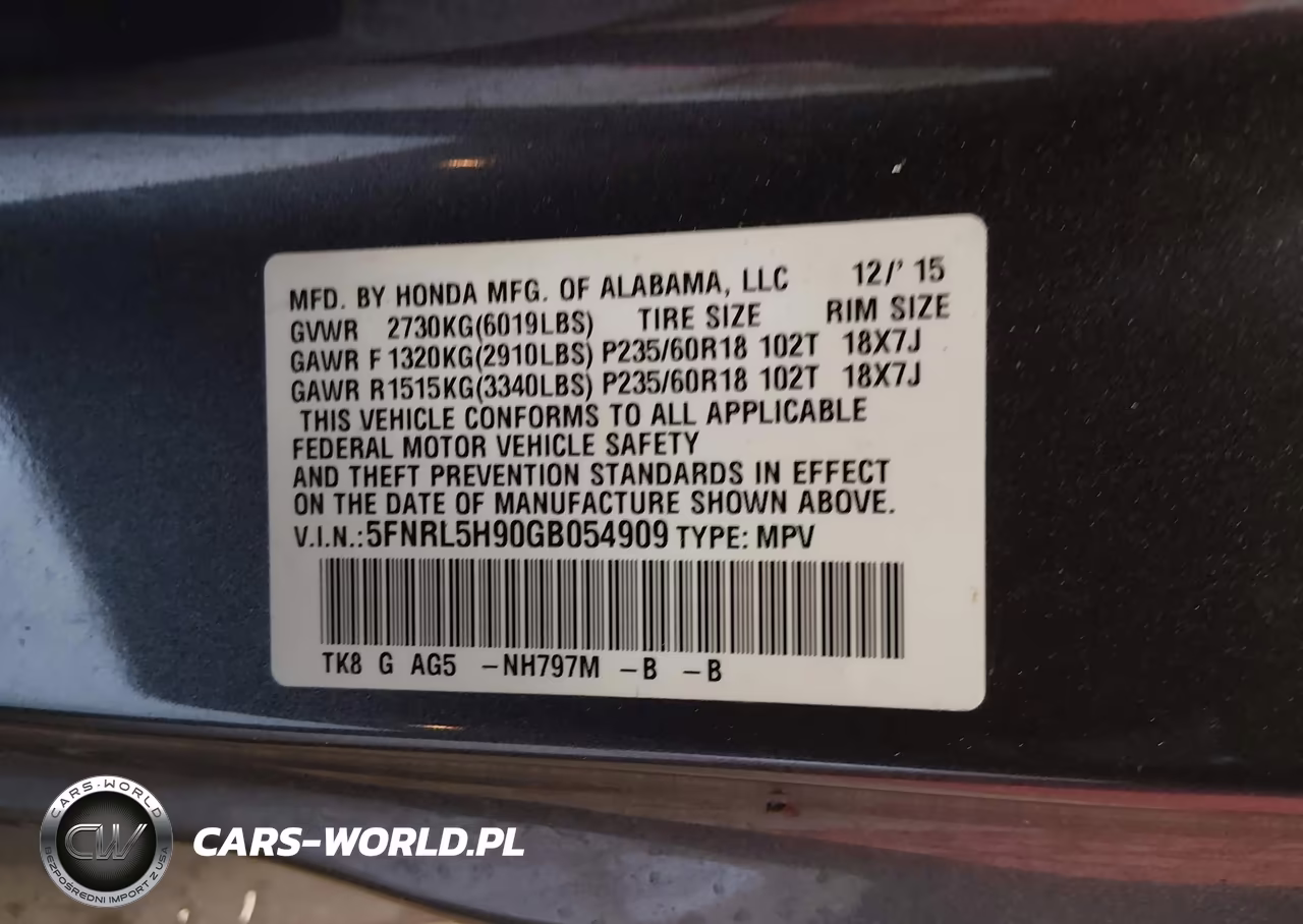 2016 Honda Odyssey Touring-Touring Elite VIN:5FNRL5H90GB054909 - 9