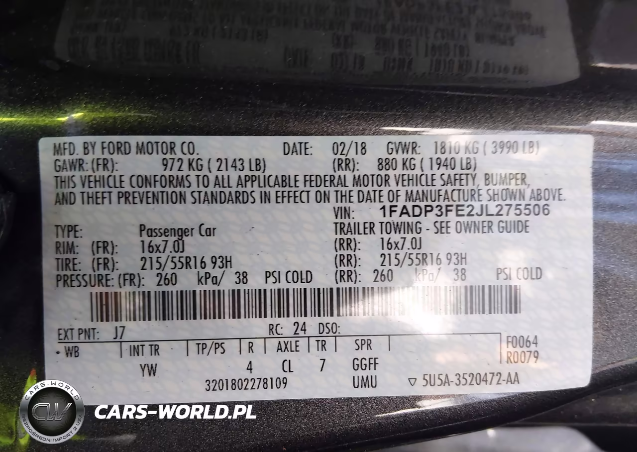2018 Ford Focus Se VIN:1FADP3FE2JL275506 - 9