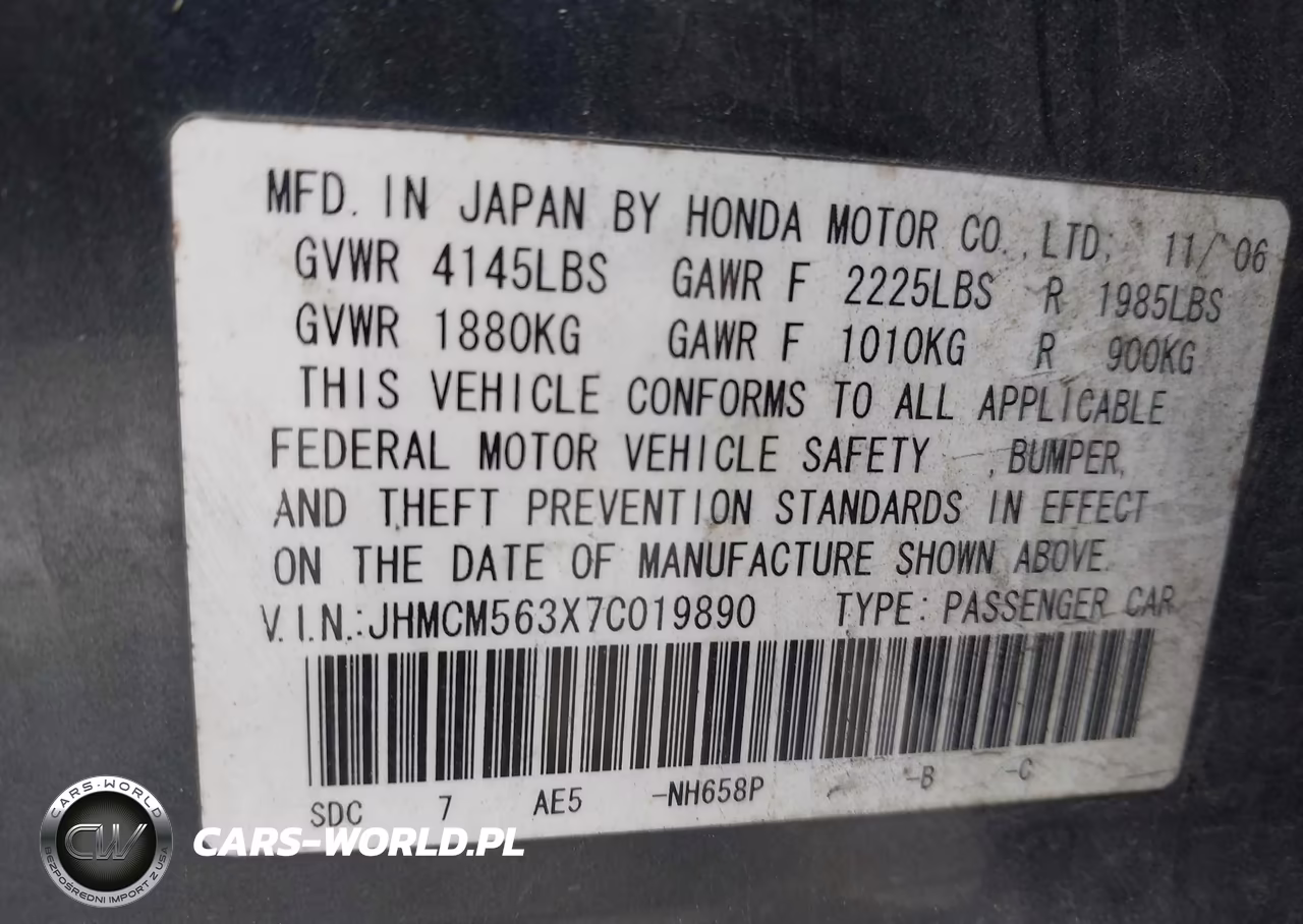 2007 Honda Accord 2.4 Se VIN:JHMCM563X7C019890 - 9
