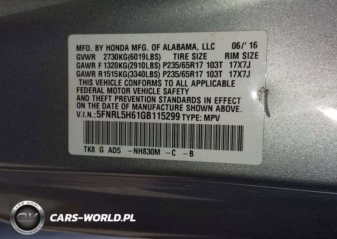2016 Honda Odyssey Ex-L VIN:5FNRL5H61GB115299 - 9