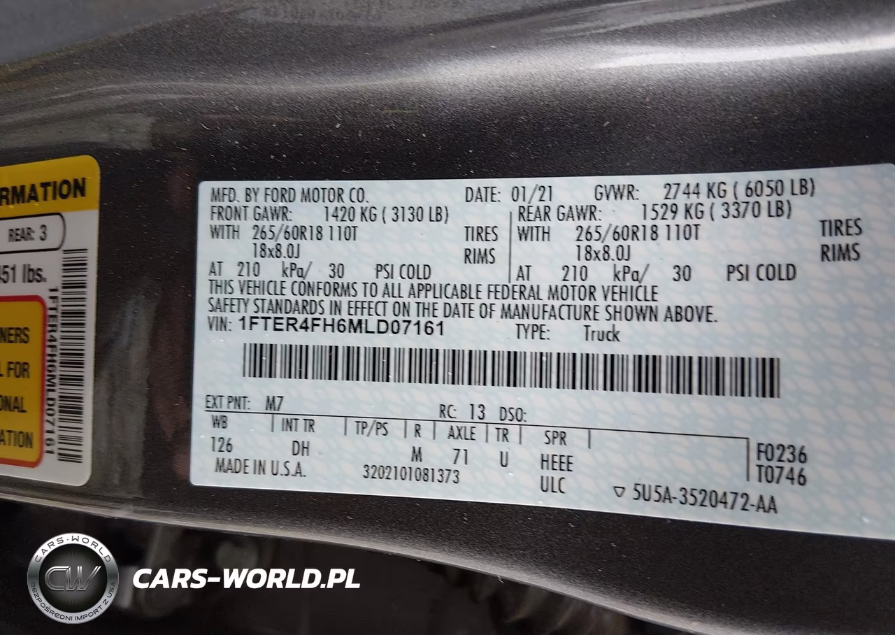 2021 Ford Ranger Lariat VIN:1FTER4FH6MLD07161 - 9