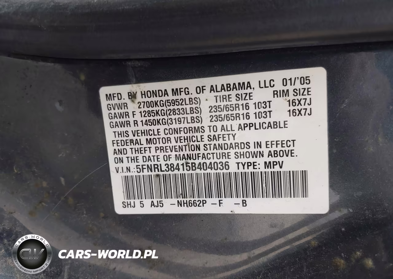 2005 Honda Odyssey Ex VIN:5FNRL38415B404036 - 9