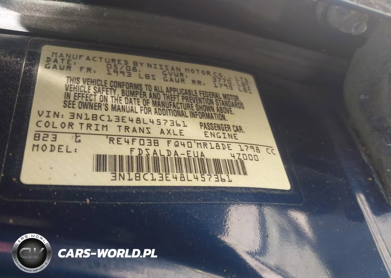 2008 Nissan Versa 1.8S VIN:3N1BC13E48L457361 - 9