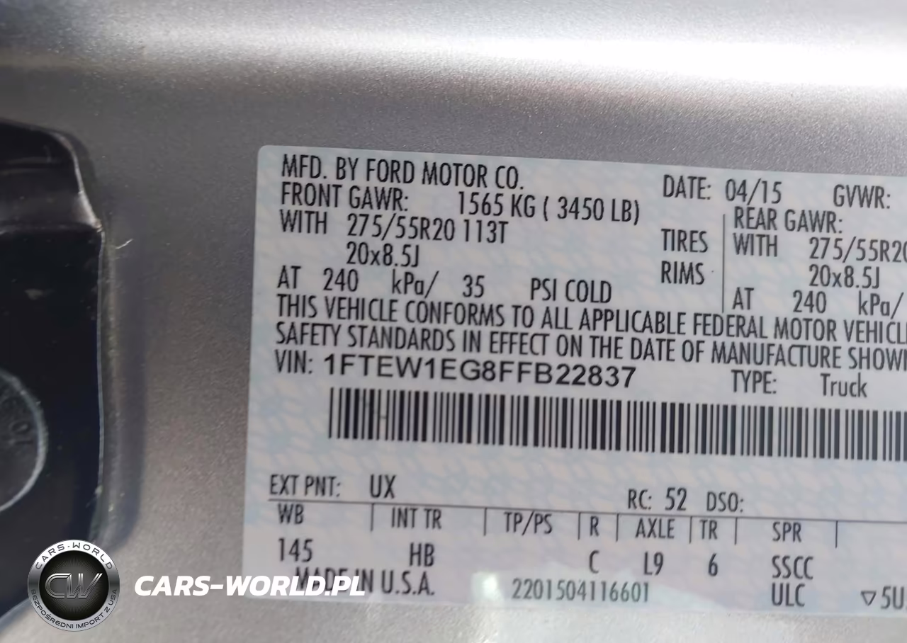 2015 Ford F-150 Lariat VIN:1FTEW1EG8FFB22837 - 9
