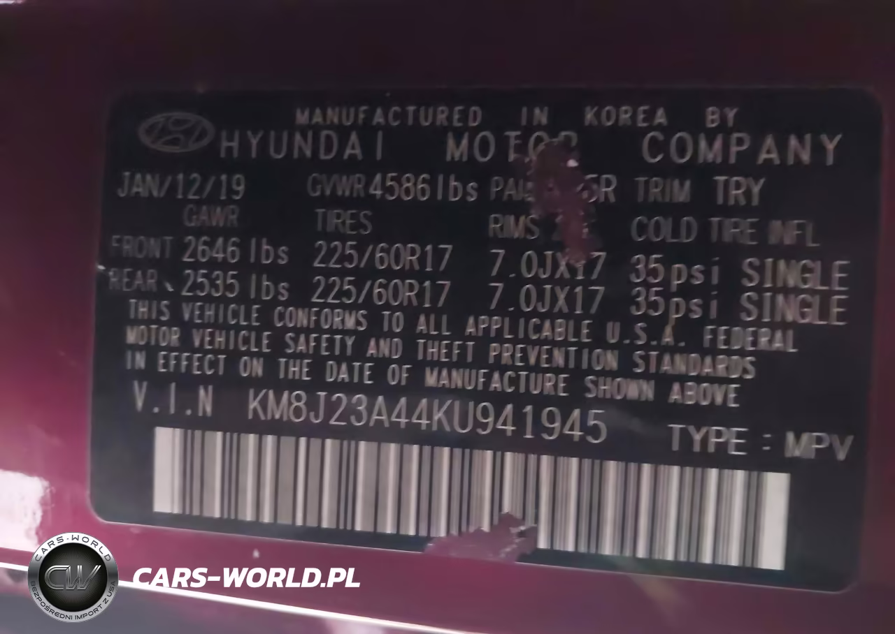 2019 Hyundai Tucson Se VIN:KM8J23A44KU941945 - 9