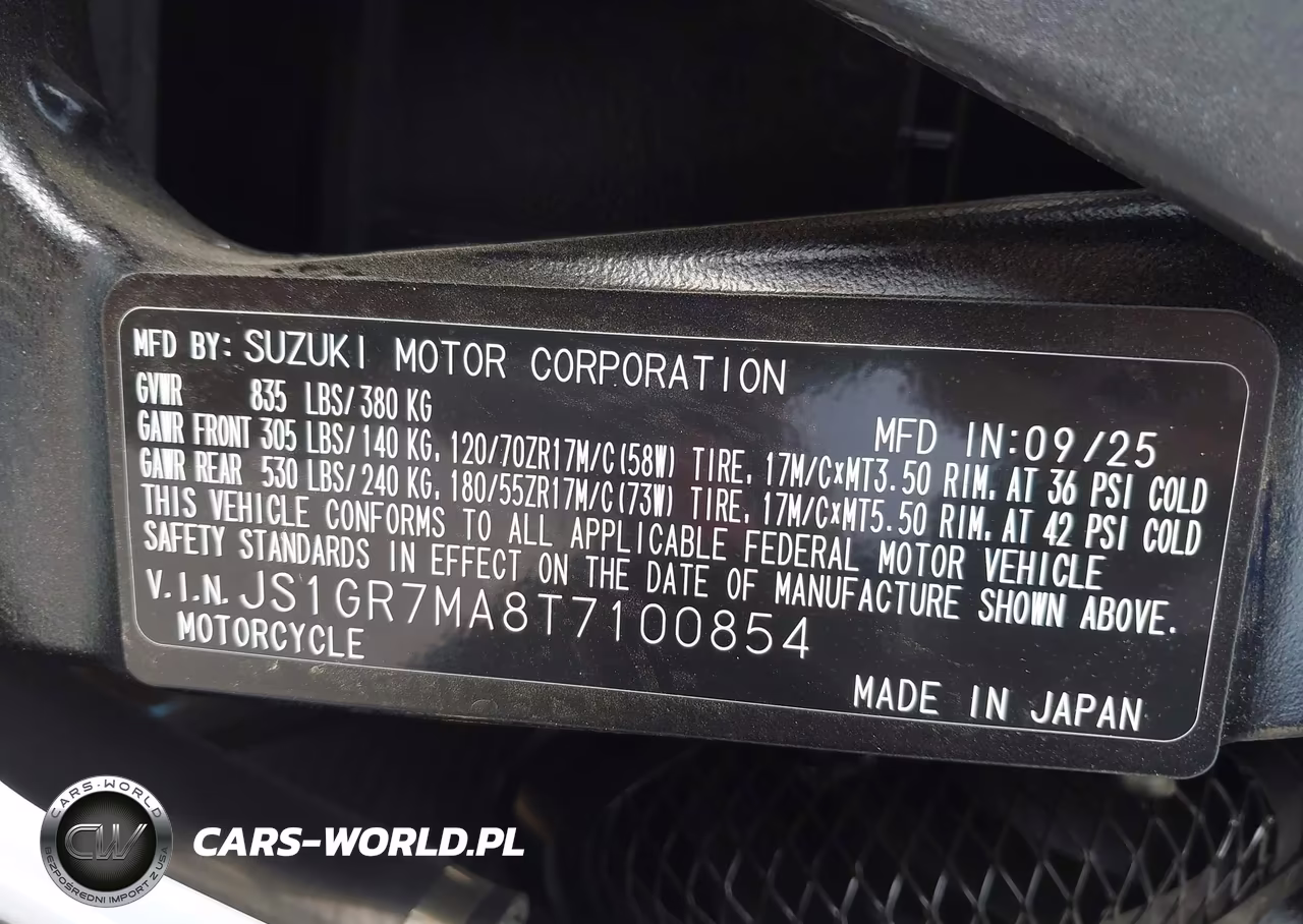 2026 Suzuki Gsx-R750 VIN:JS1GR7MA8T7100854 - 10