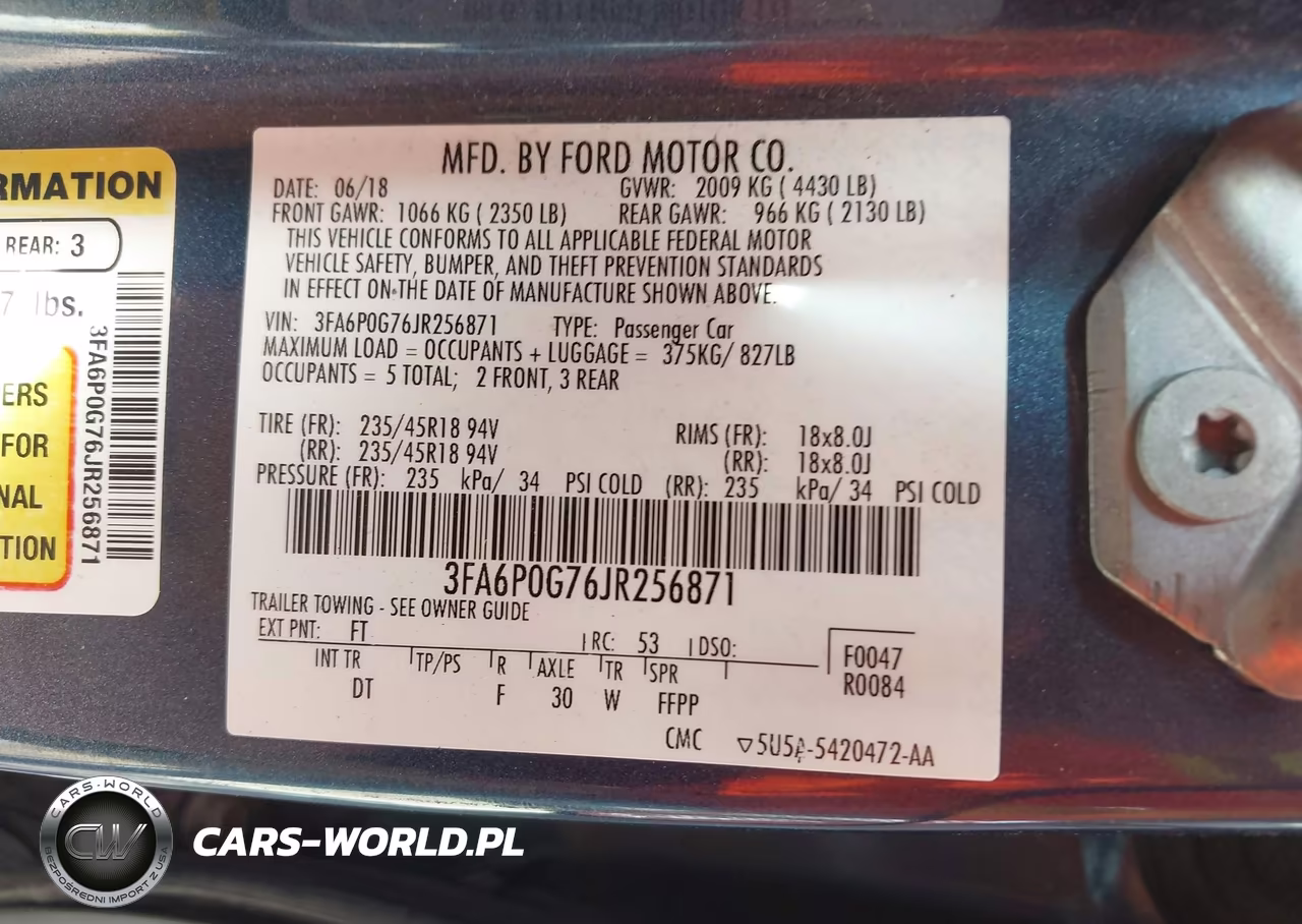 2018 Ford Fusion S VIN:3FA6P0G76JR256871 - 9
