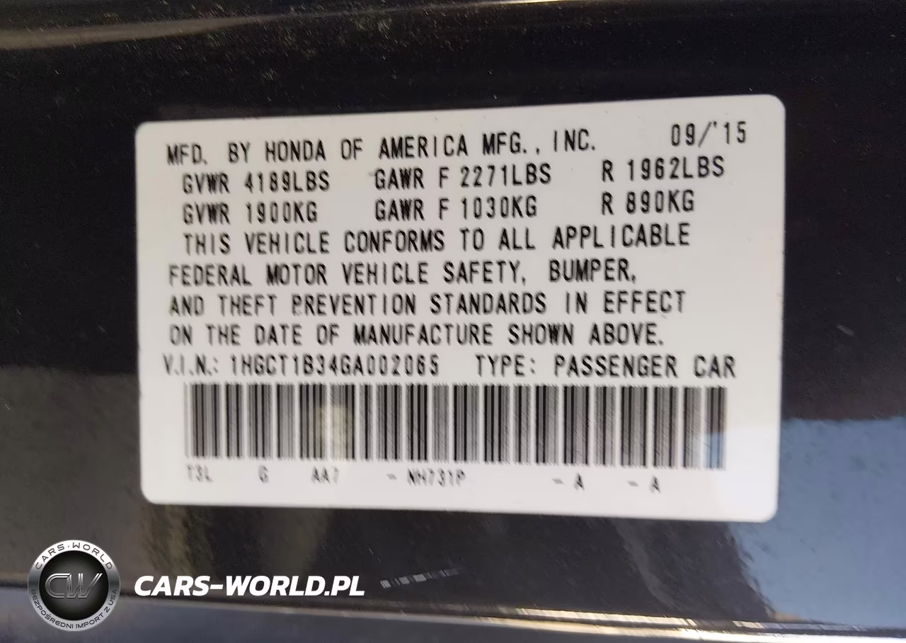 2016 Honda Accord Lx-S VIN:1HGCT1B34GA002065 - 9