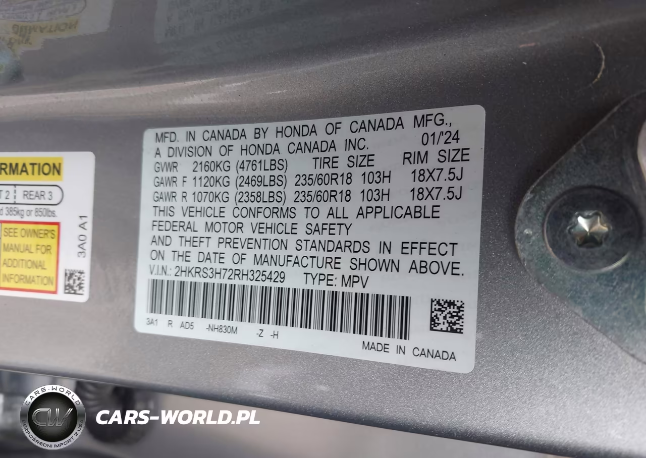 2024 Honda Cr-V Ex-L 2Wd VIN:2HKRS3H72RH325429 - 9