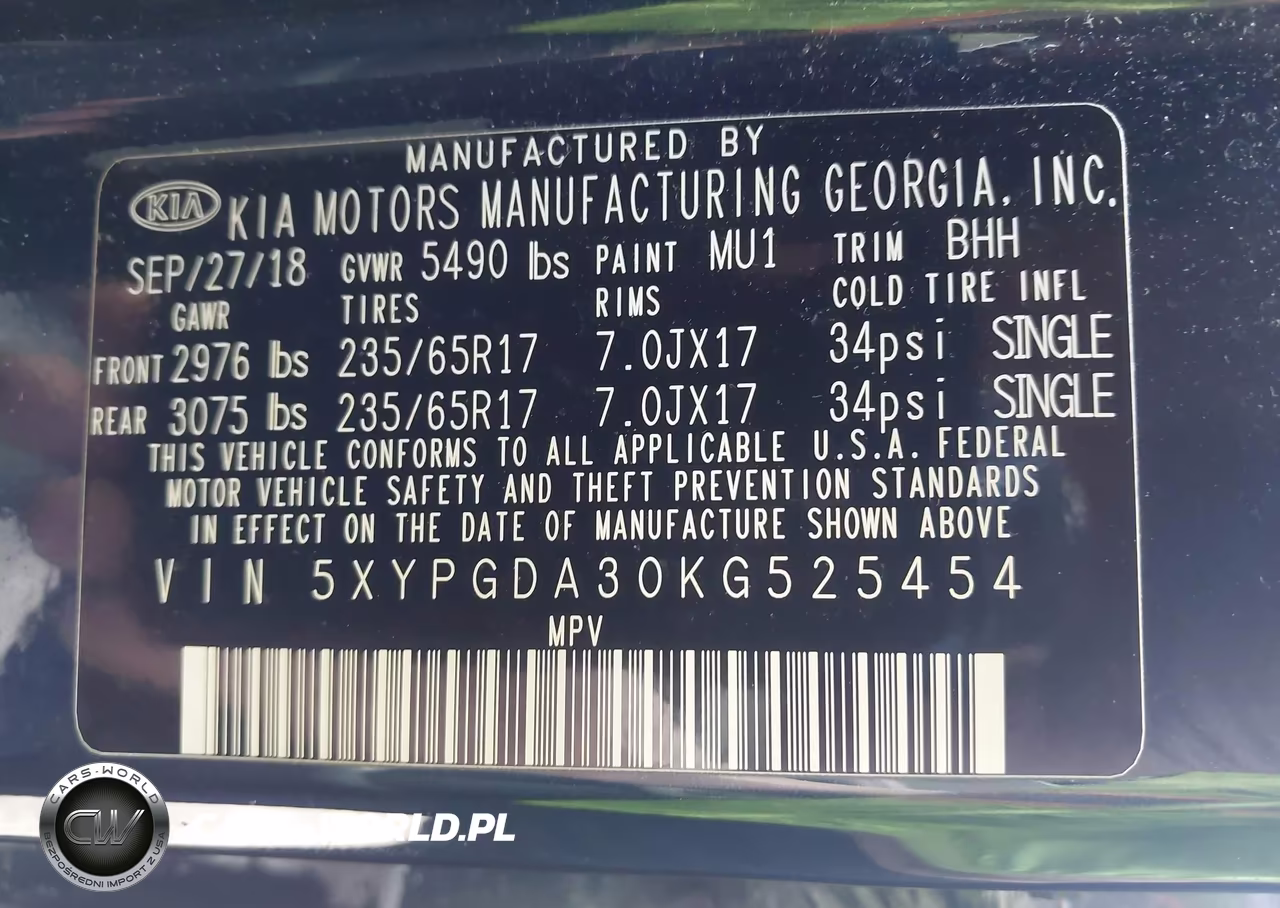 2019 Kia Sorento 2.4L Lx VIN:5XYPGDA30KG525454 - 9