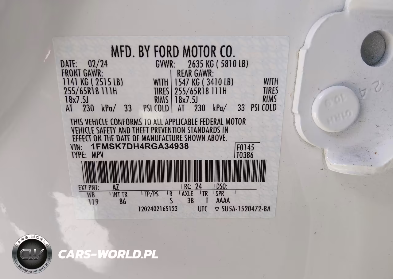 2024 Ford Explorer Xlt VIN:1FMSK7DH4RGA34938 - 9