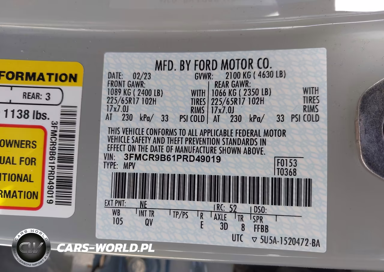 2023 Ford Bronco Sport Big Bend VIN:3FMCR9B61PRD49019 - 9