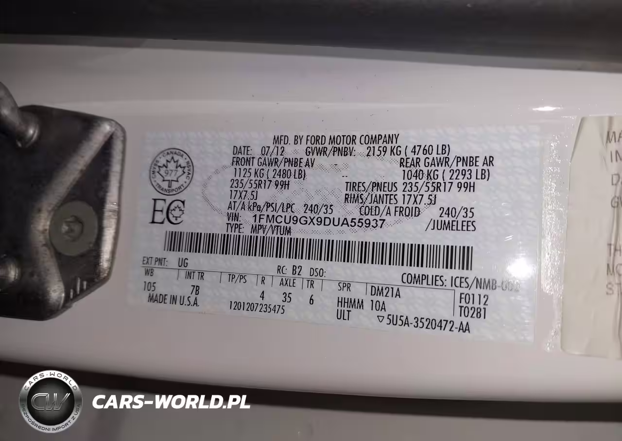 2013 Ford Escape Se VIN:1FMCU9GX9DUA55937 - 9