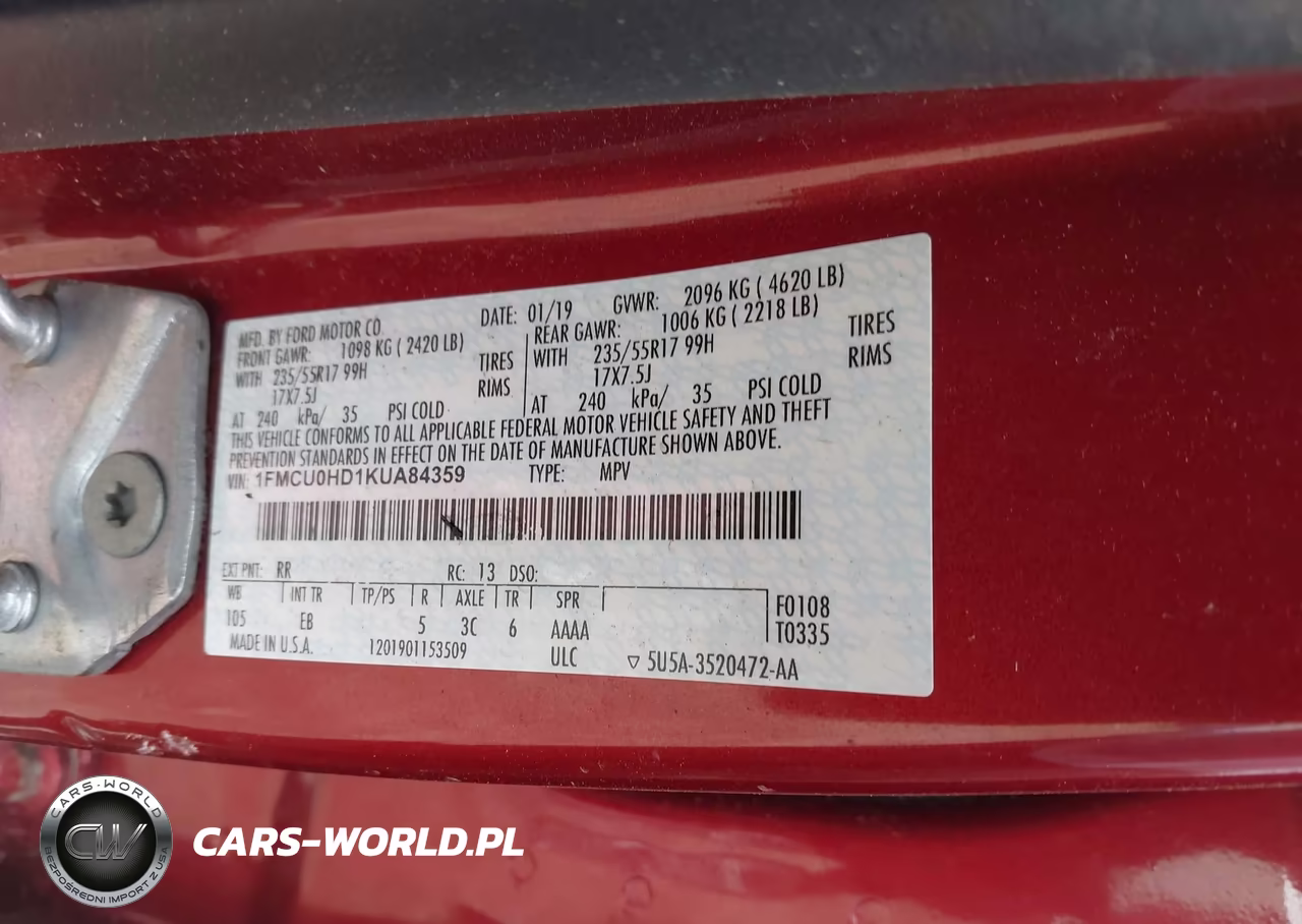 2019 Ford Escape Sel VIN:1FMCU0HD1KUA84359 - 9