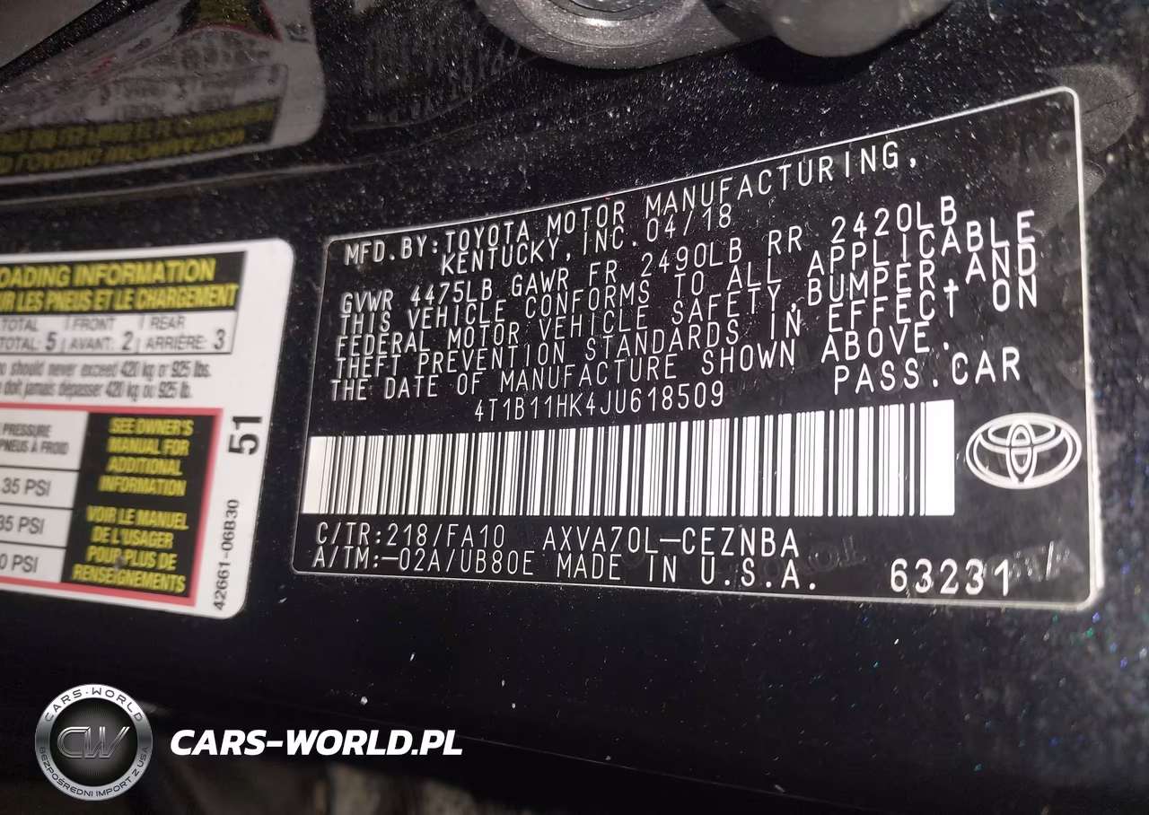 2018 Toyota Camry Le VIN:4T1B11HK4JU618509 - 9
