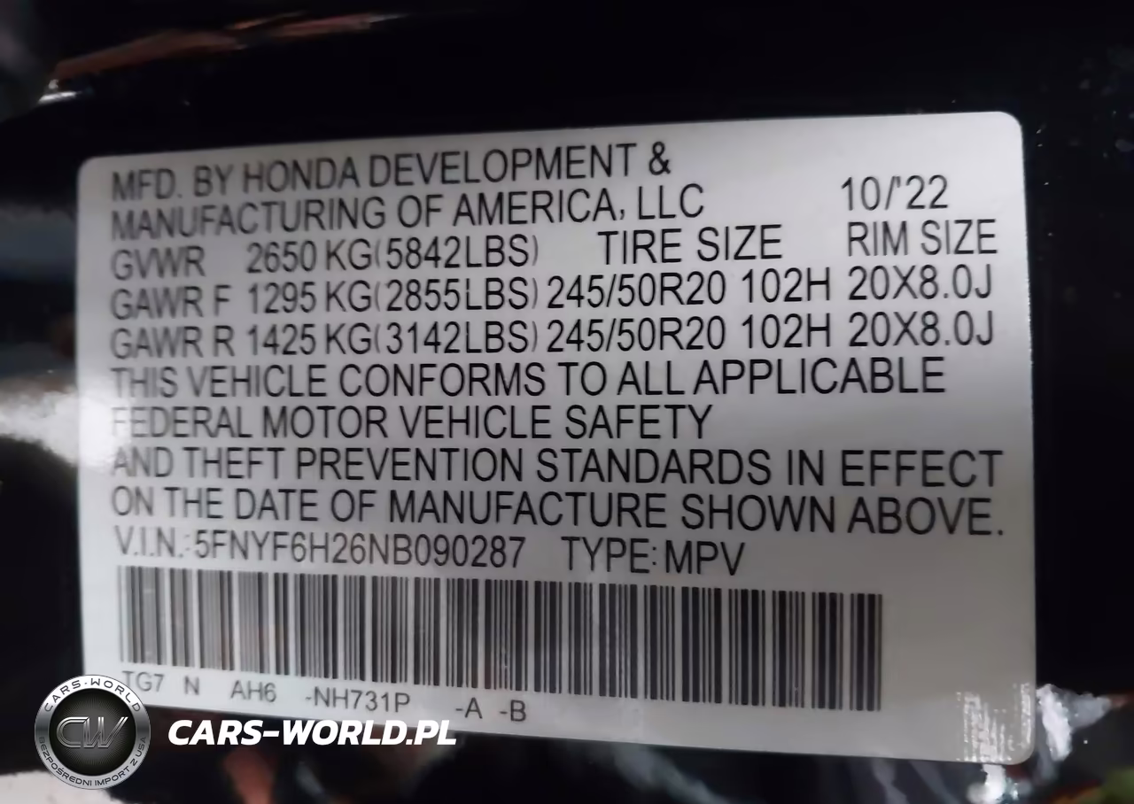 2022 Honda Pilot Awd Special Edition VIN:5FNYF6H26NB090287 - 9