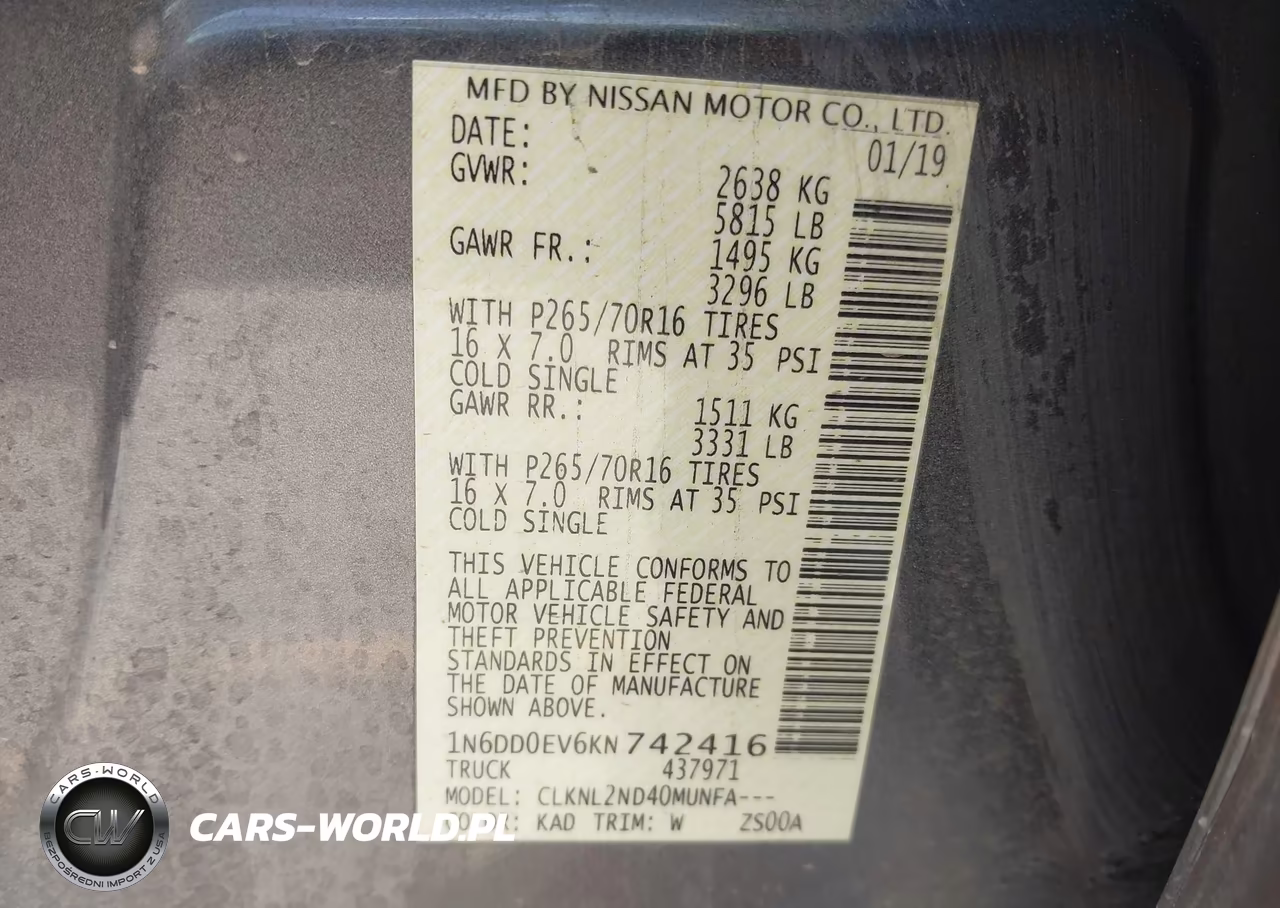 2019 Nissan Frontier Sv VIN:1N6DD0EV6KN742416 - 9