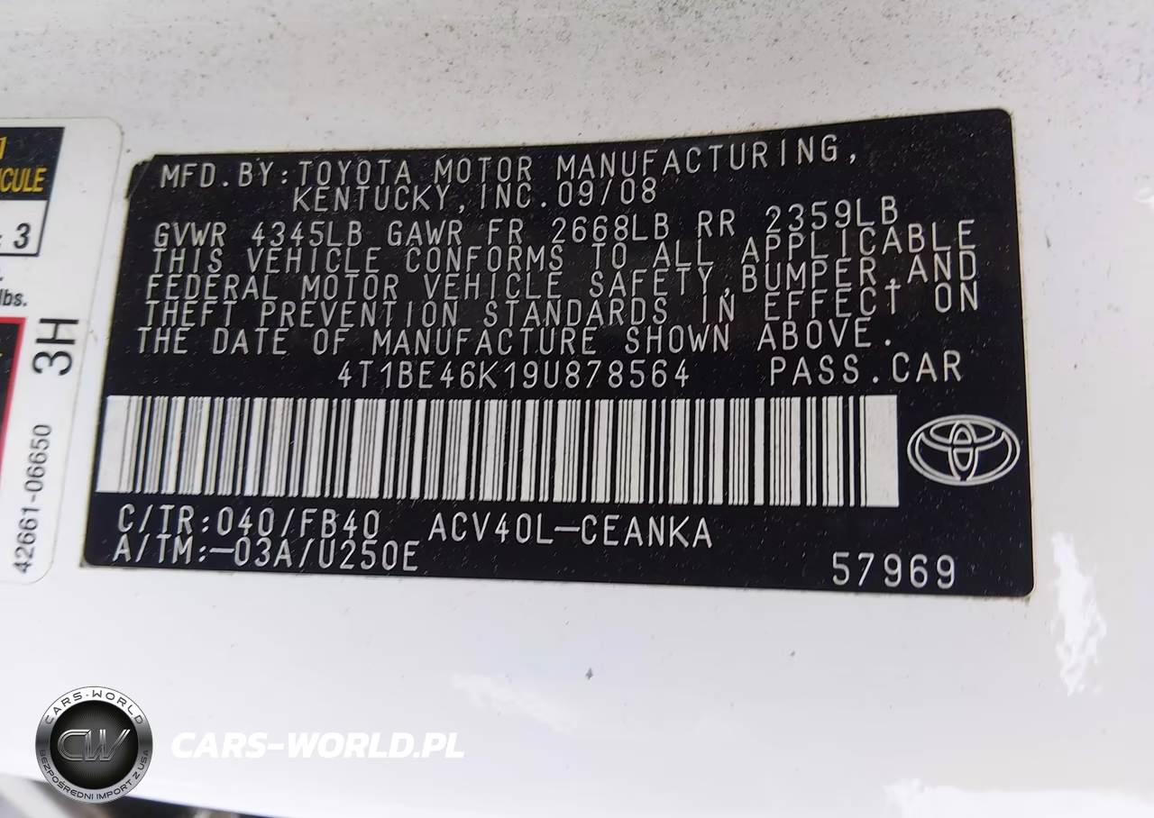 2009 Toyota Camry Le VIN:4T1BE46K19U878564 - 9