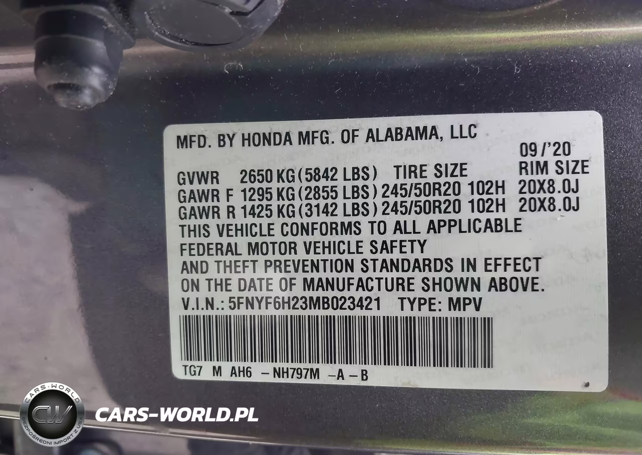 2021 Honda Pilot Awd Special Edition VIN:5FNYF6H23MB023421 - 9
