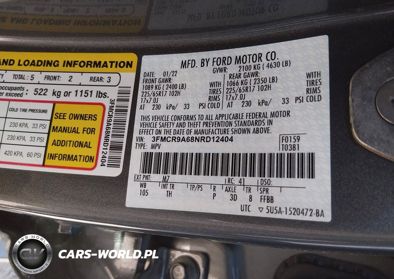 2022 Ford Bronco Sport VIN:3FMCR9A68NRD12404 - 9