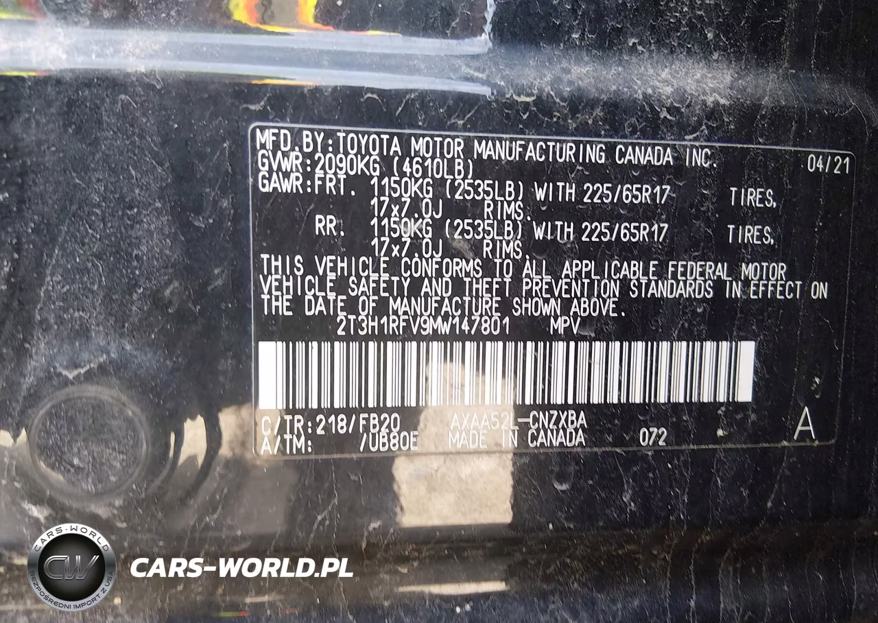 2021 Toyota Rav4 Le VIN:2T3H1RFV9MW147801 - 9