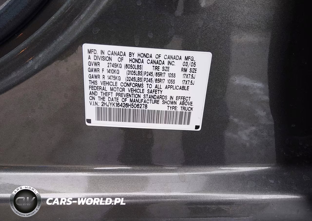 2006 Honda Ridgeline Rts VIN:2HJYK16426H506278 - 9