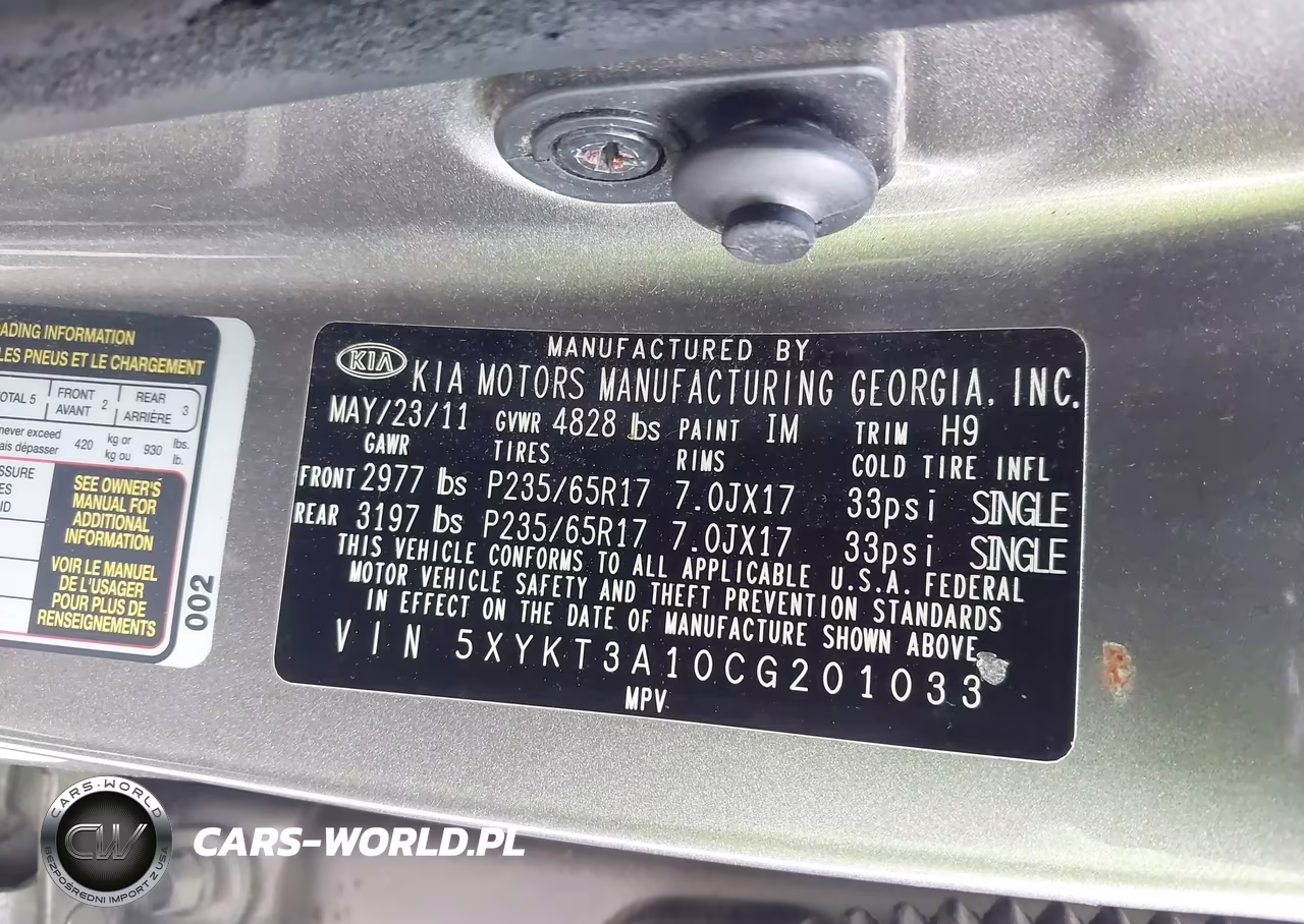 2012 Kia Sorento Lx VIN:5XYKT3A10CG201033 - 9