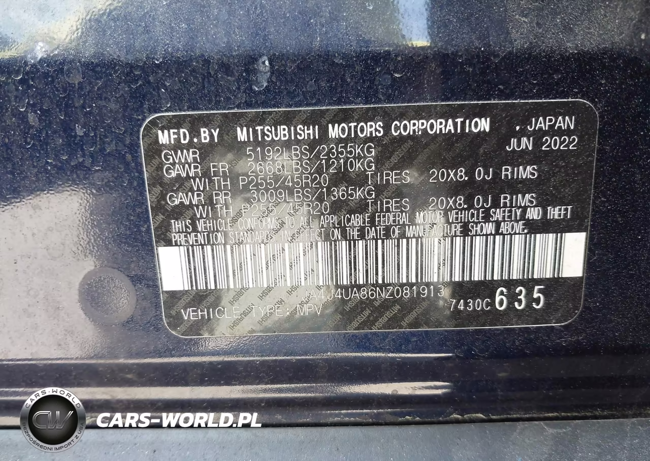 2022 Mitsubishi Outlander Se 2.5 S-Awc VIN:JA4J4UA86NZ081913 - 9