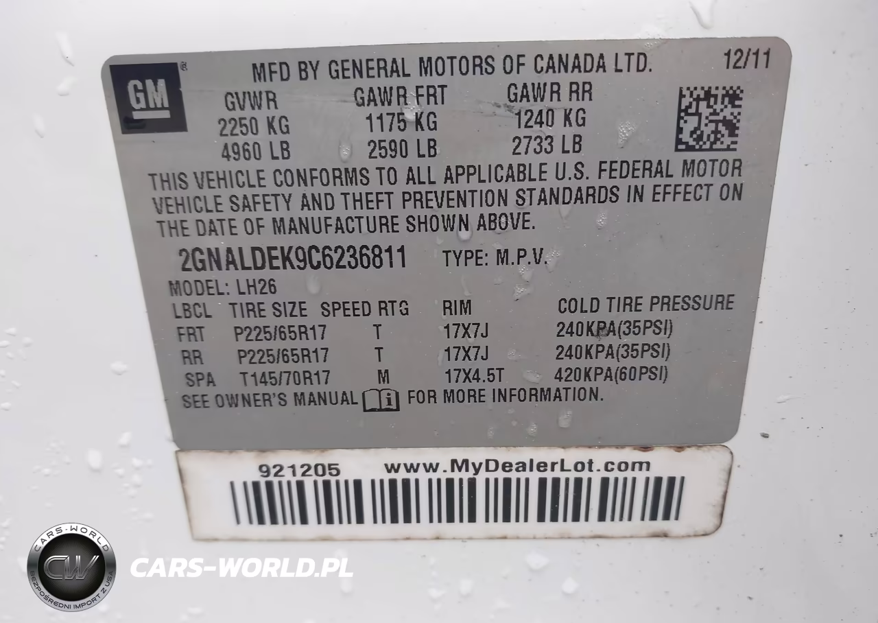 2012 Chevrolet Equinox 1Lt VIN:2GNALDEK9C6236811 - 9