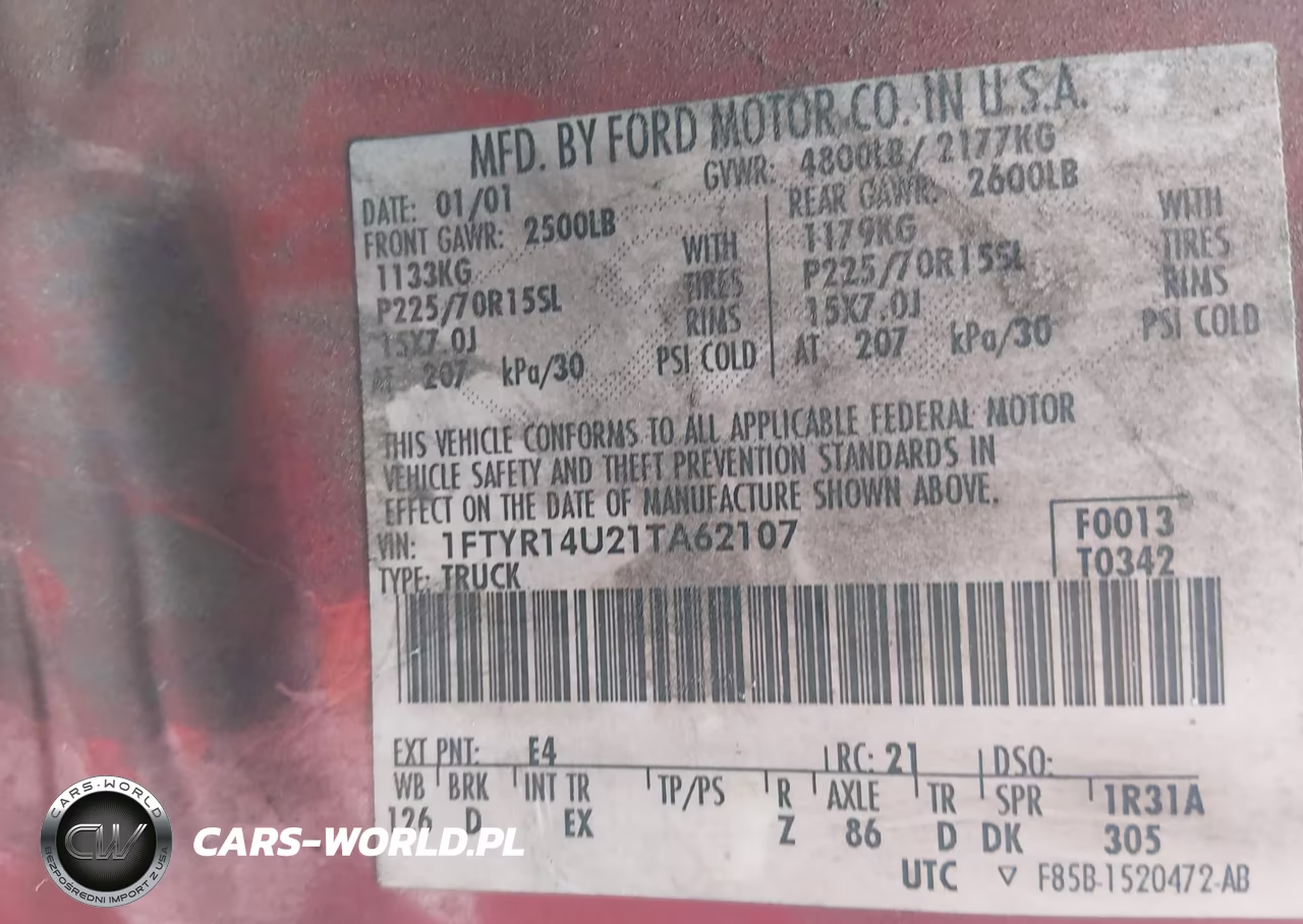 2001 Ford Ranger Edge-Xl-Xlt VIN:1FTYR14U21TA62107 - 9