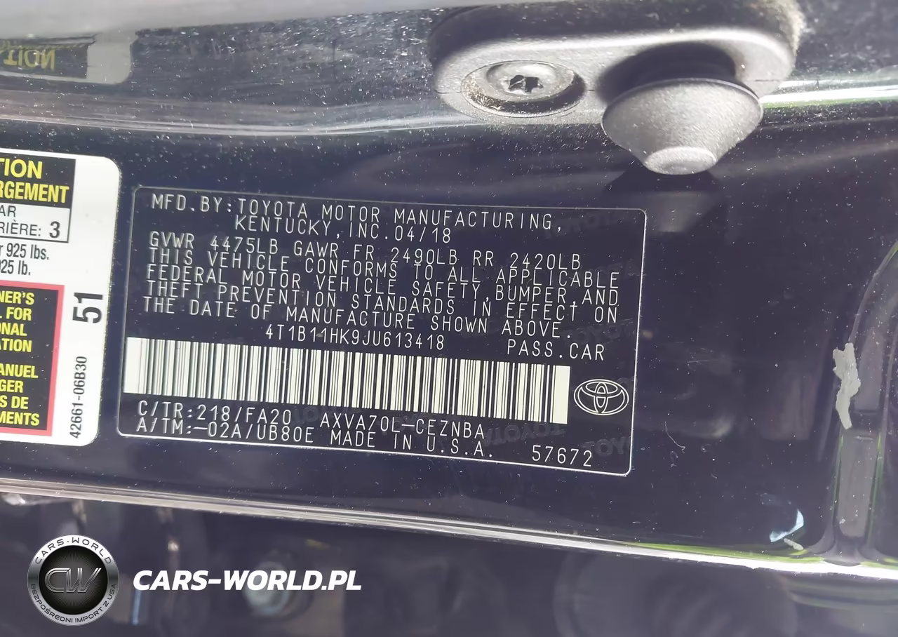 2018 Toyota Camry Le VIN:4T1B11HK9JU613418 - 9